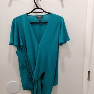 Kelly green Trouve front knot blouse